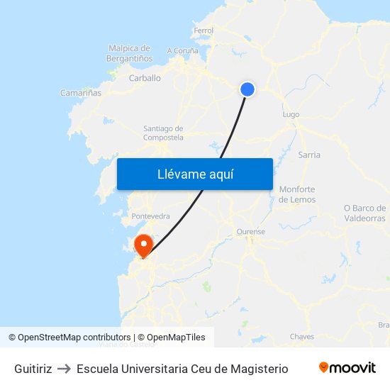 Guitiriz to Escuela Universitaria Ceu de Magisterio map