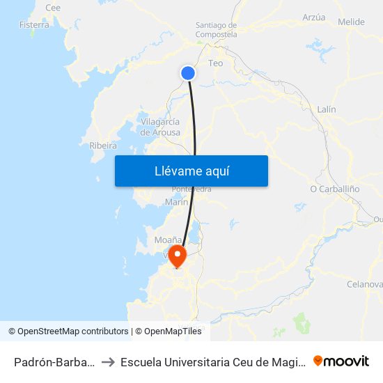 Padrón-Barbanza to Escuela Universitaria Ceu de Magisterio map