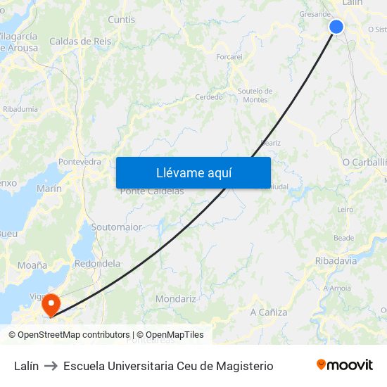 Lalín to Escuela Universitaria Ceu de Magisterio map