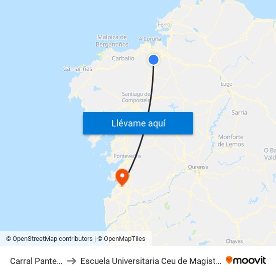 Carral Panteon to Escuela Universitaria Ceu de Magisterio map