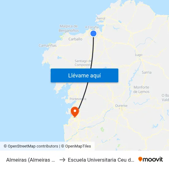 Almeiras (Almeiras Pelamios) to Escuela Universitaria Ceu de Magisterio map