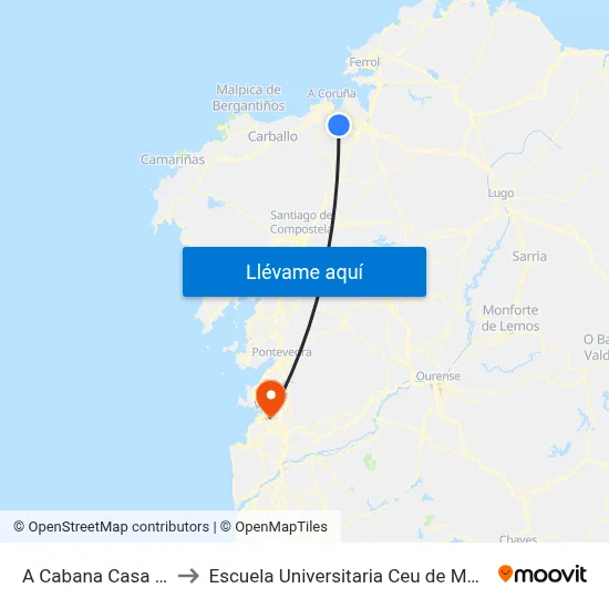 A Cabana Casa Celia to Escuela Universitaria Ceu de Magisterio map