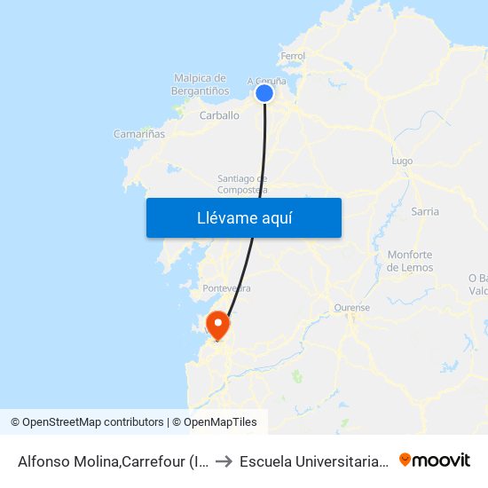 Alfonso Molina,Carrefour (Interurbano) - A Coruña to Escuela Universitaria Ceu de Magisterio map