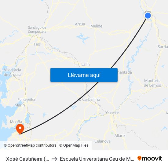 Xosé Castiñeira (Froiz) to Escuela Universitaria Ceu de Magisterio map