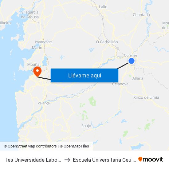 Ies Universidade Laboral (Ourense) to Escuela Universitaria Ceu de Magisterio map