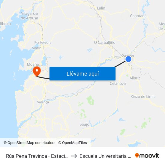 Rúa Pena Trevinca - Estación de Tren (Ourense) to Escuela Universitaria Ceu de Magisterio map