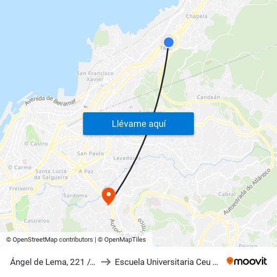 Ángel de Lema, 221 // A Ferreira to Escuela Universitaria Ceu de Magisterio map