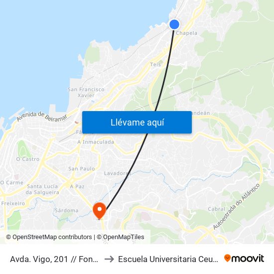 Avda. Vigo, 201 // Fondo de Laredo to Escuela Universitaria Ceu de Magisterio map
