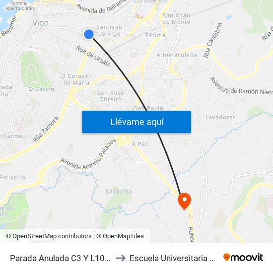 Parada Anulada C3 Y L10 - Garcia Barbón, 28 to Escuela Universitaria Ceu de Magisterio map