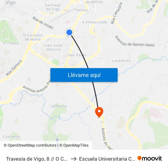 Travesía de Vigo, 8 // O Carreiro de Pousada to Escuela Universitaria Ceu de Magisterio map