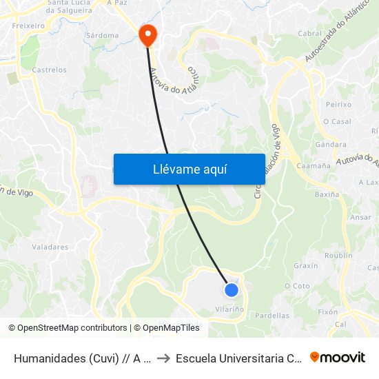 Humanidades (Cuvi) // A Chan da Cumieira to Escuela Universitaria Ceu de Magisterio map