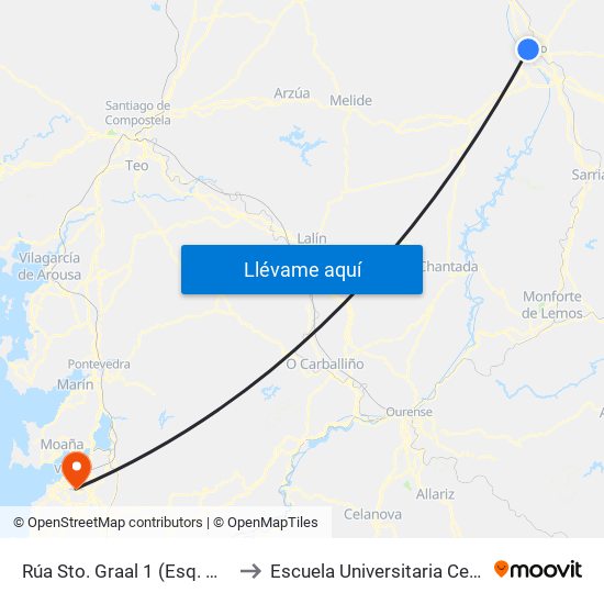 Rúa Sto. Graal 1 (Esq. Mar Cantábrico) to Escuela Universitaria Ceu de Magisterio map