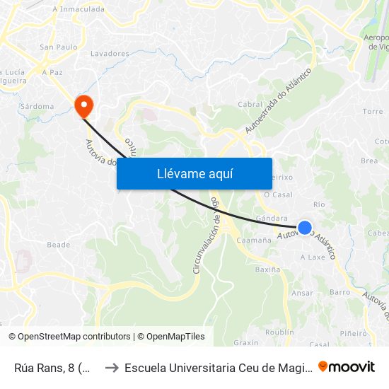 Rúa Rans, 8 (Mos) to Escuela Universitaria Ceu de Magisterio map