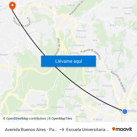 Avenida Buenos Aires - Paso A Nivel (O Porriño) to Escuela Universitaria Ceu de Magisterio map