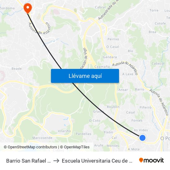 Barrio San Rafael (Mos) to Escuela Universitaria Ceu de Magisterio map