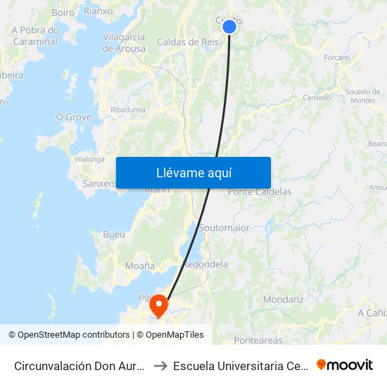 Circunvalación Don Aurelio, 52 (Cuntis) to Escuela Universitaria Ceu de Magisterio map