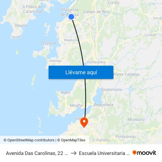 Avenida Das Carolinas, 22 (Vilagarcía de Arousa) to Escuela Universitaria Ceu de Magisterio map