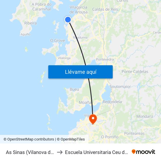As Sinas (Vilanova de Arousa) to Escuela Universitaria Ceu de Magisterio map