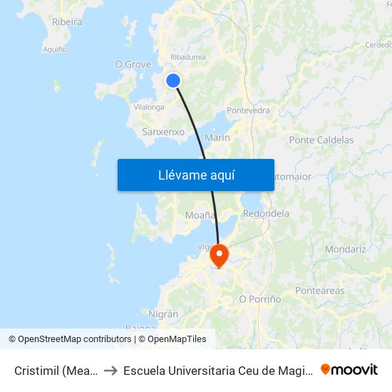 Cristimil (Meaño) to Escuela Universitaria Ceu de Magisterio map