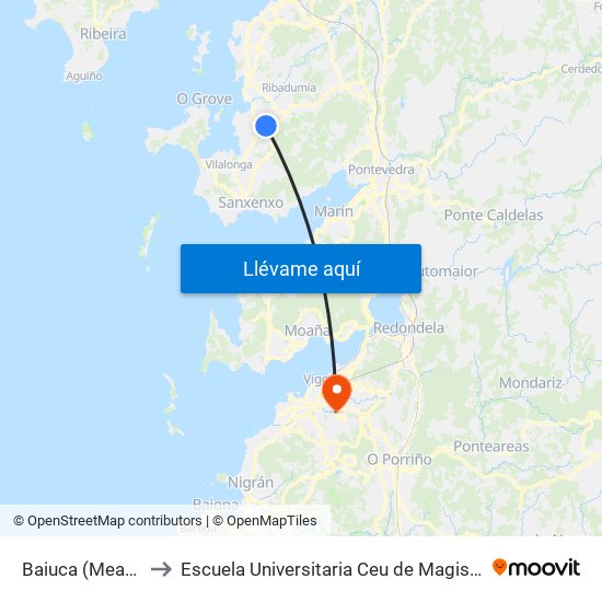 Baiuca (Meaño) to Escuela Universitaria Ceu de Magisterio map