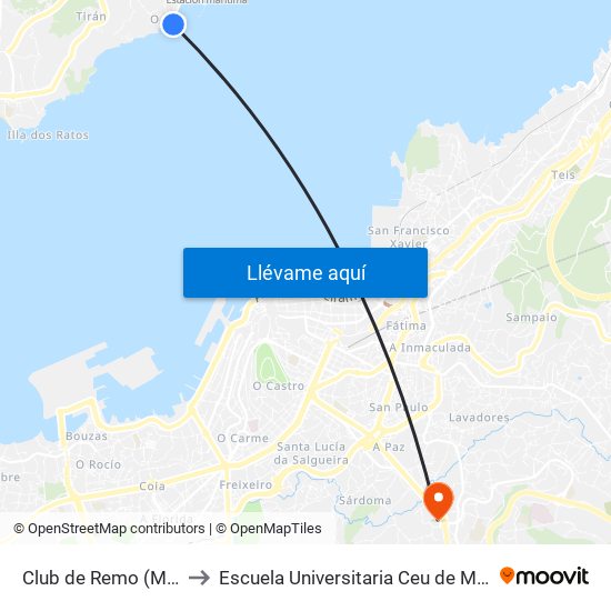 Club de Remo (Moaña) to Escuela Universitaria Ceu de Magisterio map