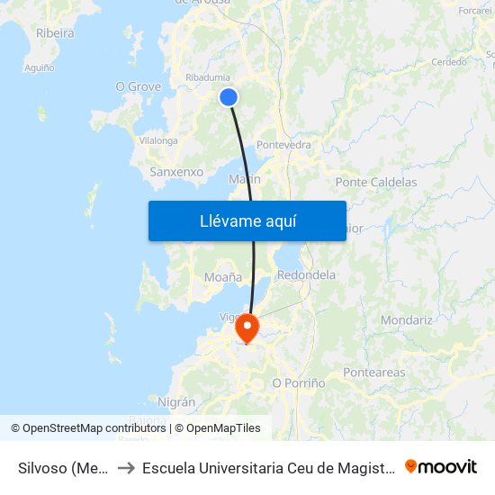 Silvoso (Meis) to Escuela Universitaria Ceu de Magisterio map