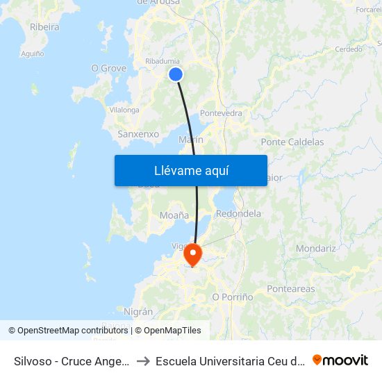 Silvoso - Cruce Angelito (Meis) to Escuela Universitaria Ceu de Magisterio map