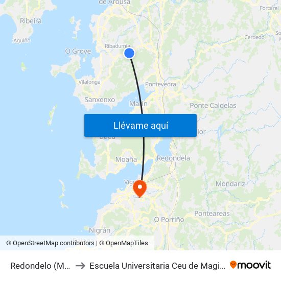 Redondelo (Meis) to Escuela Universitaria Ceu de Magisterio map