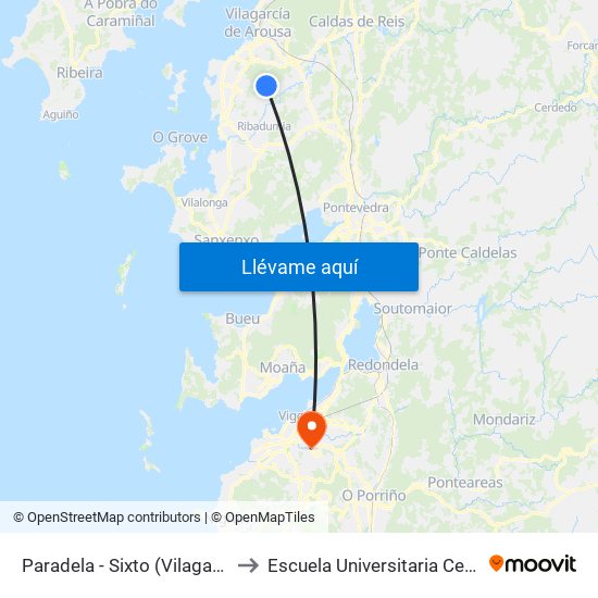 Paradela - Sixto (Vilagarcía de Arousa) to Escuela Universitaria Ceu de Magisterio map