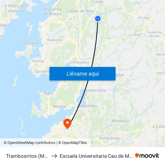 Trambosrríos (Moraña) to Escuela Universitaria Ceu de Magisterio map