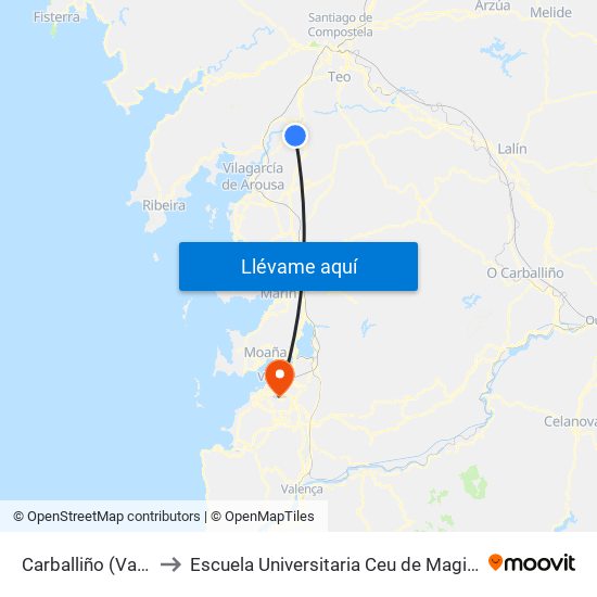 Carballiño (Valga) to Escuela Universitaria Ceu de Magisterio map