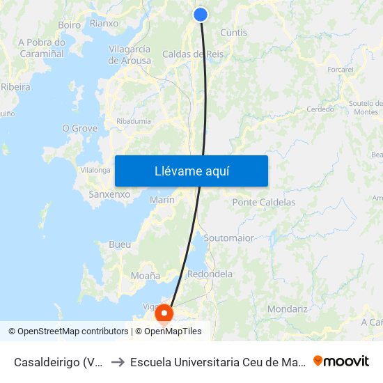 Casaldeirigo (Valga) to Escuela Universitaria Ceu de Magisterio map