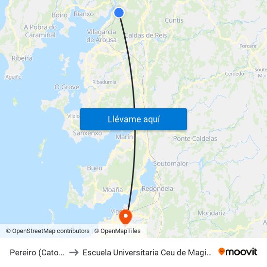 Pereiro (Catoira) to Escuela Universitaria Ceu de Magisterio map