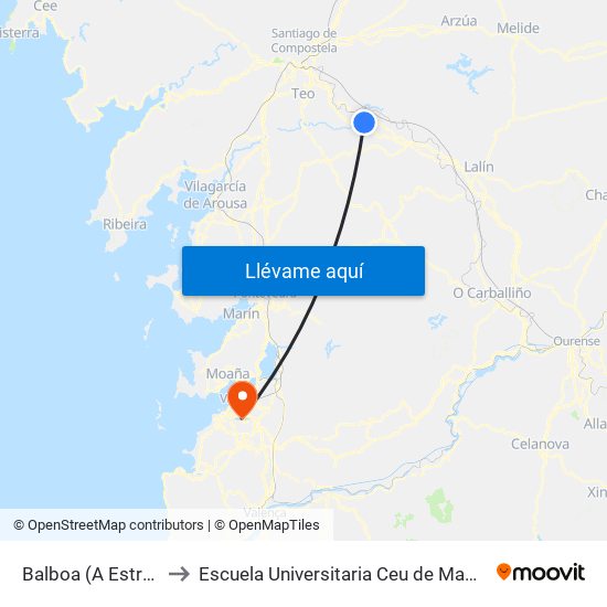 Balboa (A Estrada) to Escuela Universitaria Ceu de Magisterio map