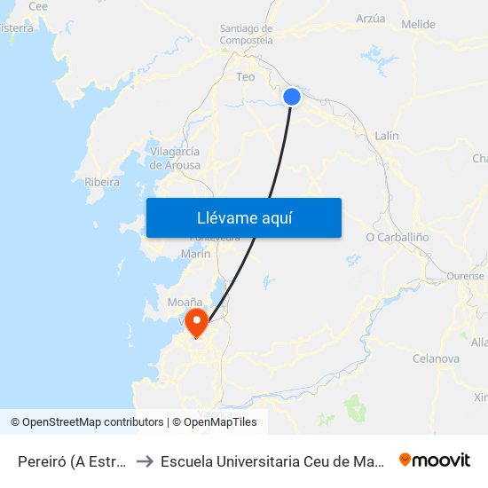 Pereiró (A Estrada) to Escuela Universitaria Ceu de Magisterio map