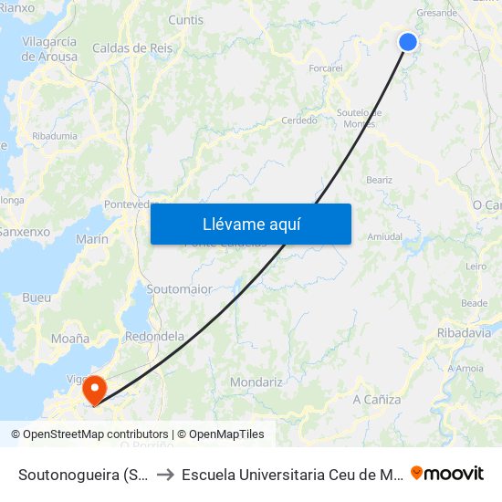 Soutonogueira (Silleda) to Escuela Universitaria Ceu de Magisterio map