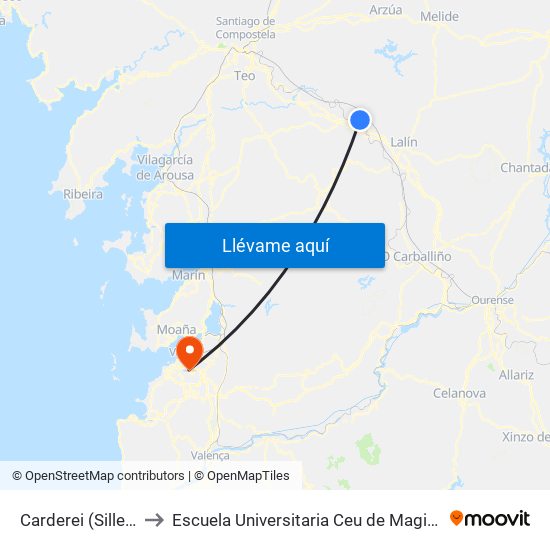 Carderei (Silleda) to Escuela Universitaria Ceu de Magisterio map