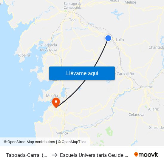 Taboada-Carral (Silleda) to Escuela Universitaria Ceu de Magisterio map