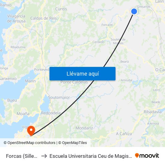 Forcas (Silleda) to Escuela Universitaria Ceu de Magisterio map