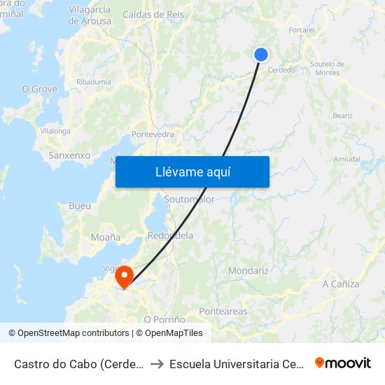 Castro do Cabo (Cerdedo-Cotobade) to Escuela Universitaria Ceu de Magisterio map