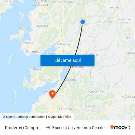 Praderrei (Campo Lameiro) to Escuela Universitaria Ceu de Magisterio map