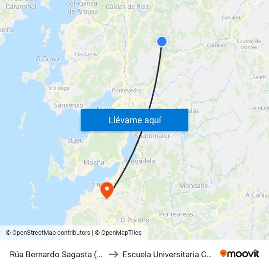 Rúa Bernardo Sagasta (Campo Lameiro) to Escuela Universitaria Ceu de Magisterio map