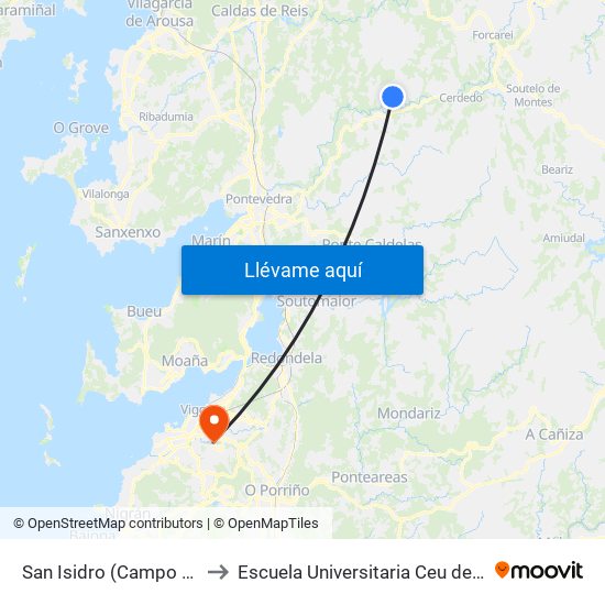 San Isidro (Campo Lameiro) to Escuela Universitaria Ceu de Magisterio map