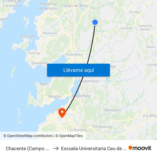 Chacente (Campo Lameiro) to Escuela Universitaria Ceu de Magisterio map