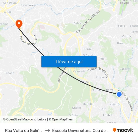 Rúa Volta da Galiña (Mos) to Escuela Universitaria Ceu de Magisterio map