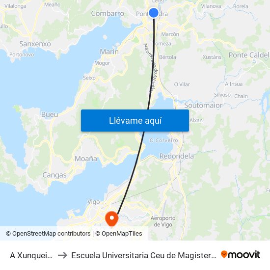 A Xunqueira to Escuela Universitaria Ceu de Magisterio map