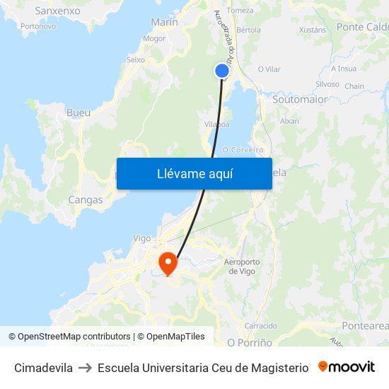 Cimadevila to Escuela Universitaria Ceu de Magisterio map