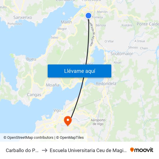 Carballo do Pazo to Escuela Universitaria Ceu de Magisterio map