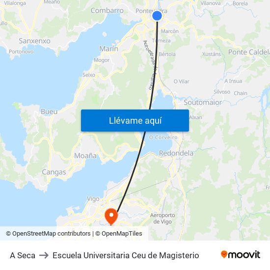 A Seca to Escuela Universitaria Ceu de Magisterio map