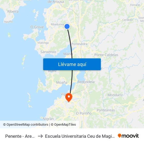 Penente - Areeiro to Escuela Universitaria Ceu de Magisterio map